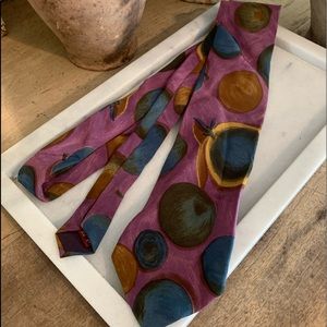 VINTAGE TIE CHAPS Rare Abstract Fruit Design Purple Silk